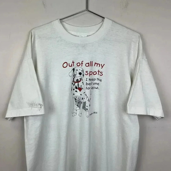 Funny Dalmatian Graphic Tee - Out of All My Spots 90s vintage - Picture 2 of 7